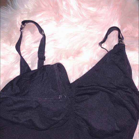 MATERNITY PLUS SIZE Black/Blue Breadtfeeding Dress - Picture 2 of 5